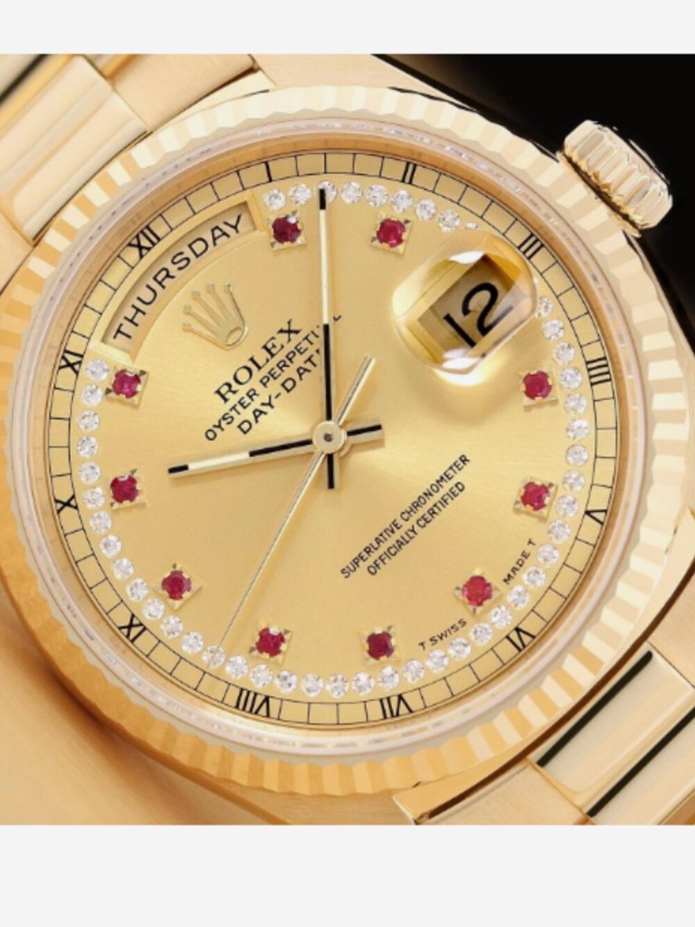 ROLEX MENS PRESIDENT RUBY DIAMONDS FACTORY DAY DATE WATCH BOX + TAG